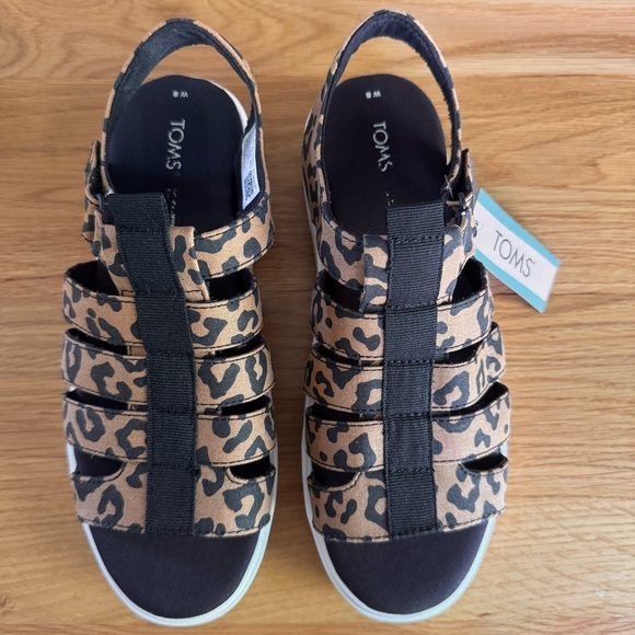 NWT Toms Fisherman Lug Sandals in "Toffee Leopard Canvas" Size 8 - Picture 4 of 10